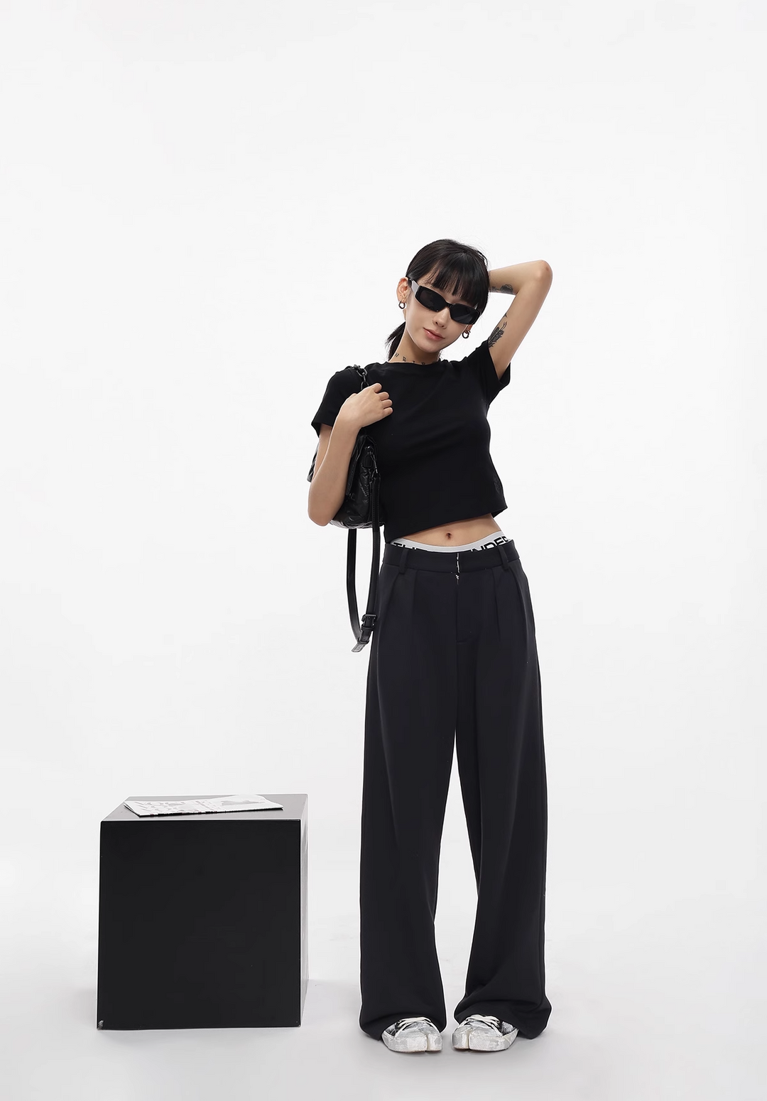 flip waist straight sweatpants/as1107