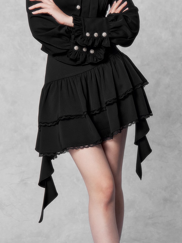 ribbon ruffle skirt/vo1108