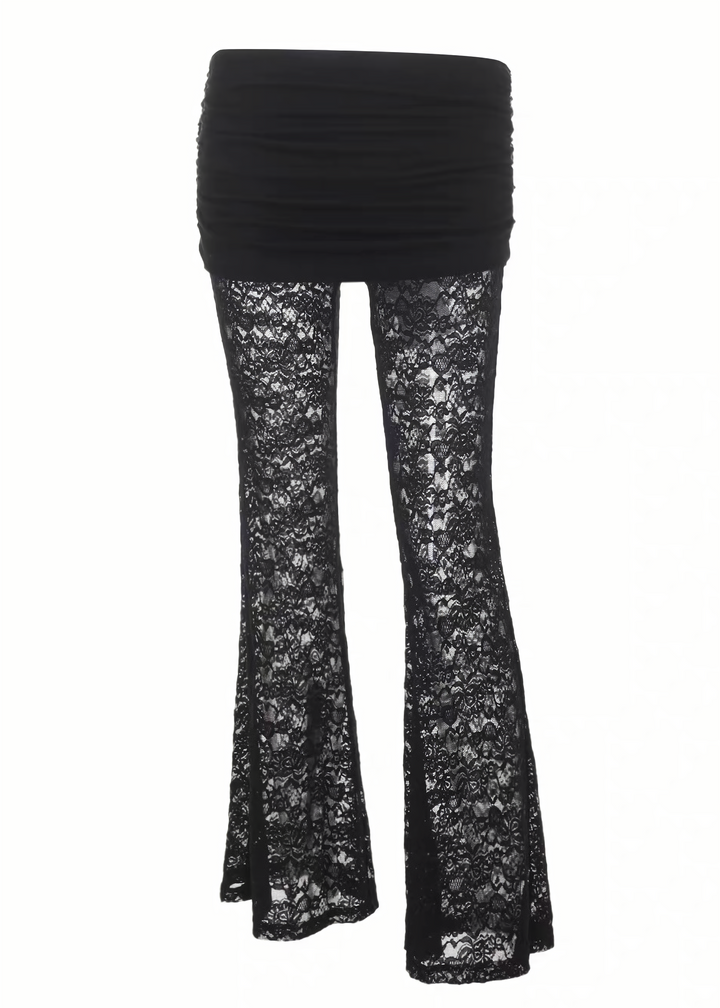 GOTHIC LACE LAYERED FLARE PANTS / LG1672