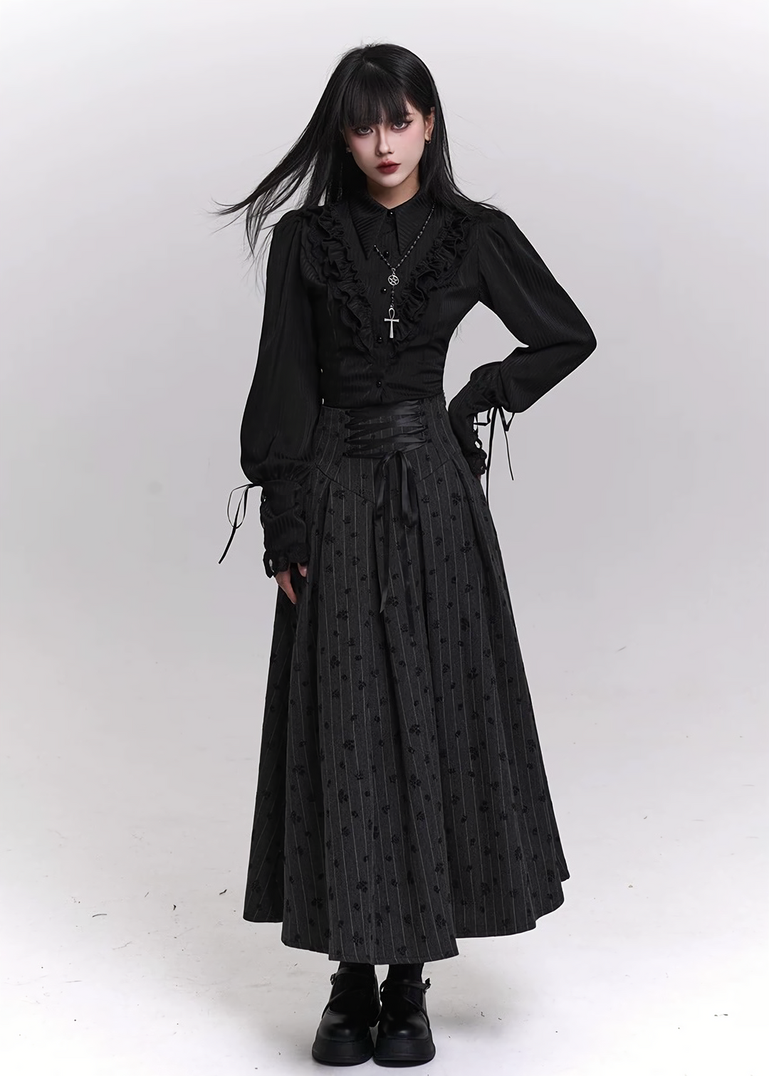 REQUIEM CORSET A-LINE MIDI SKIRT / LG1466
