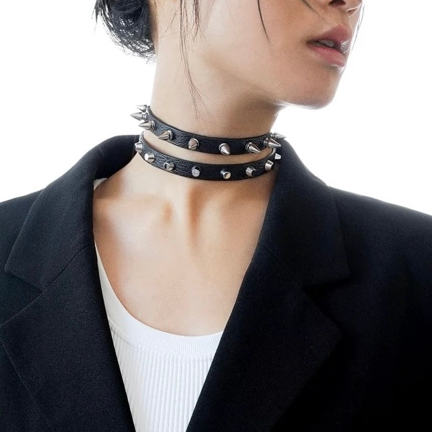 punk spike rivet choker / a1102