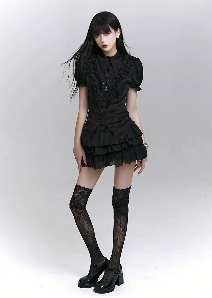 REQUIEM RUFFLE PUFF SLEEVE SHIRT / LG1308