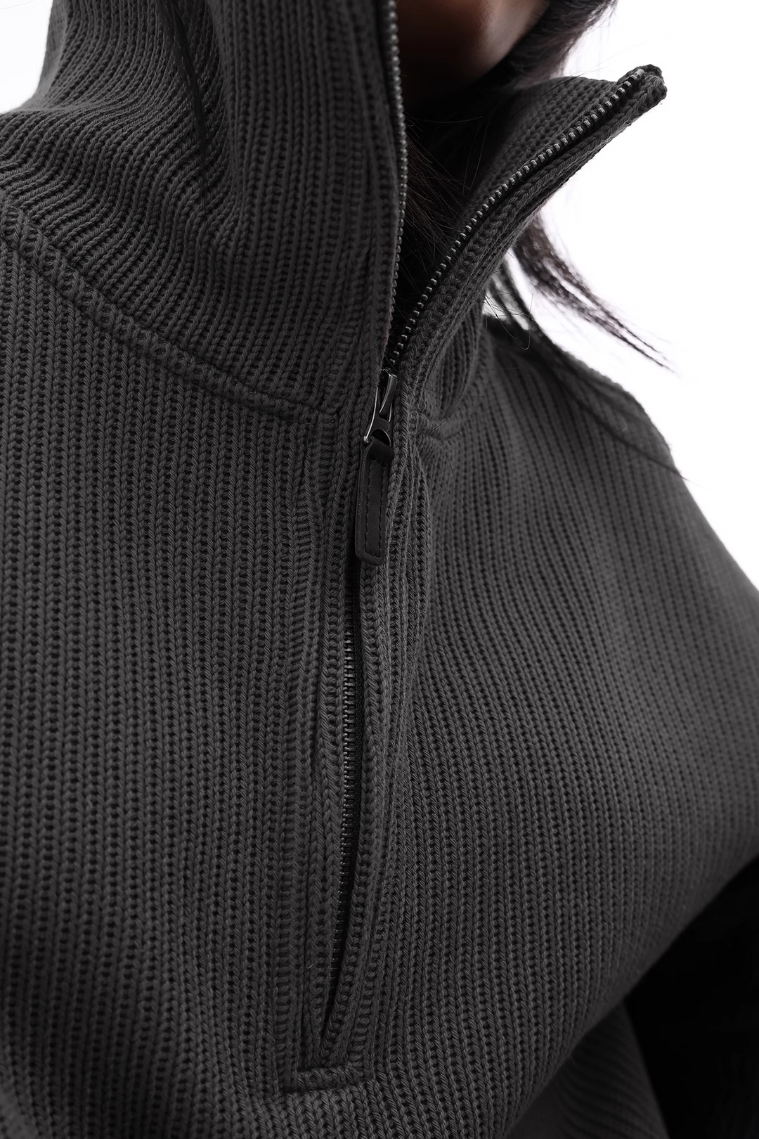 half-zip waffle knit / as1115