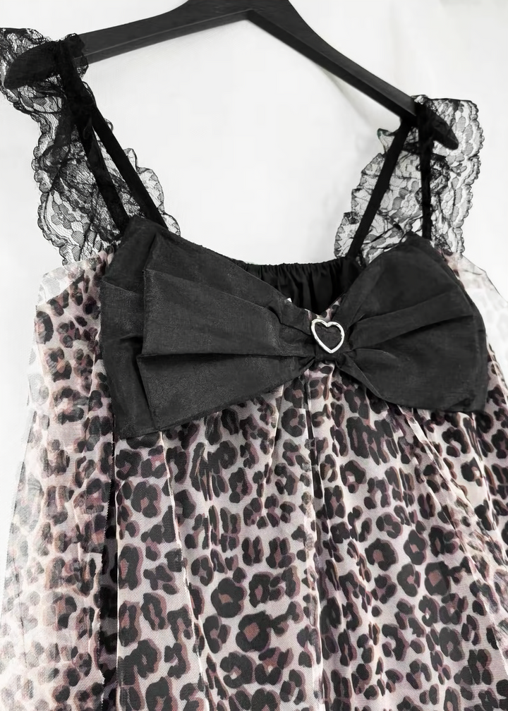 LEOPARD RIBBON TULLE DRESS / LG1618