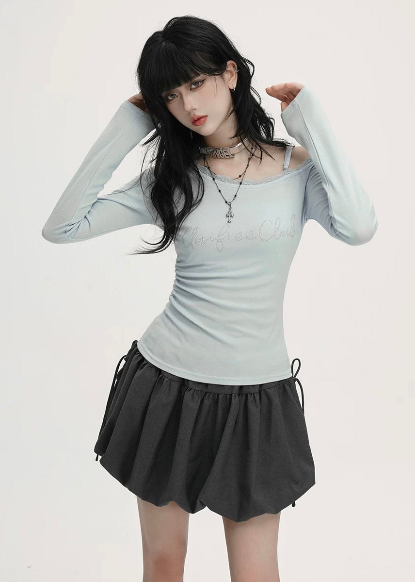 Asymmetry Off Shoulder Logo Top / LG1385