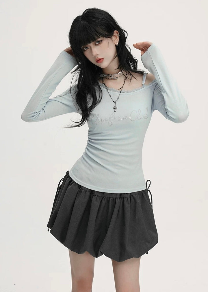 Asymmetry Off Shoulder Logo Top / LG1385