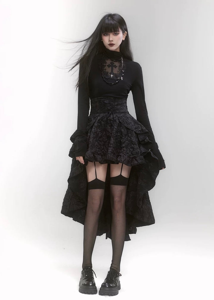 GOTHIC IRREGULAR HEM SKIRT / LG1186_e4r