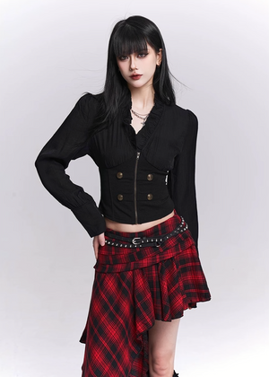 Frill Collar Corset Short Top / LG1514