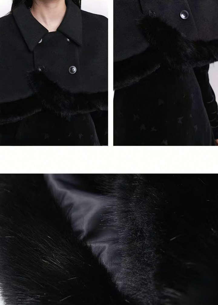 Umbrella fur trim cape / LG1464