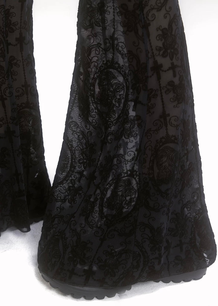 LACE FLARE SEE-THROUGH PANTS / LG1188_e4r