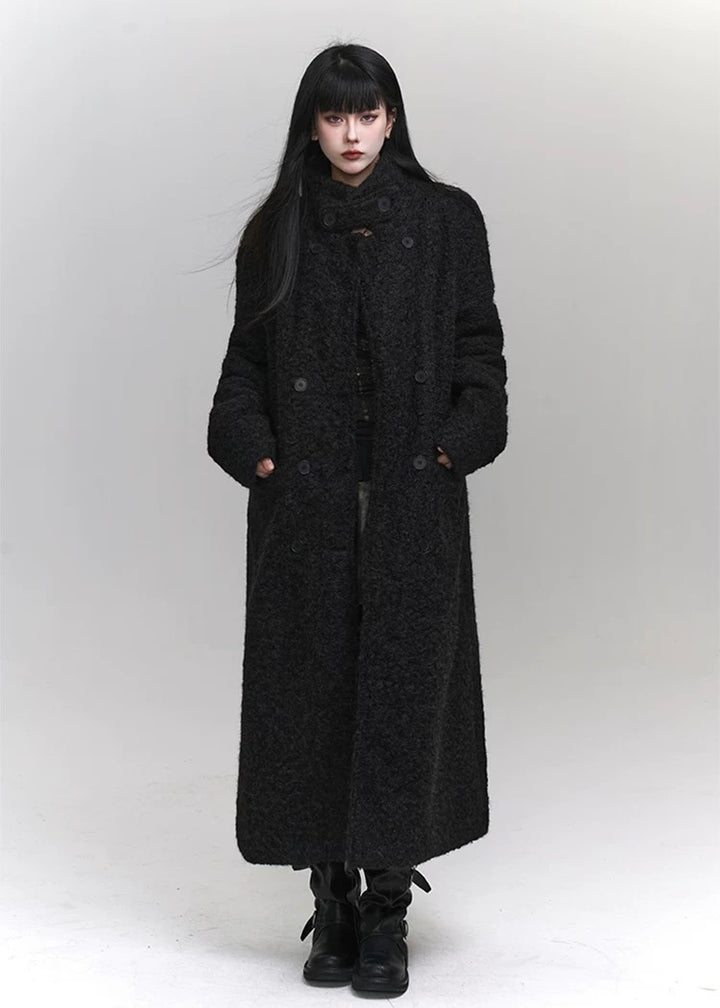 black fleece wool coat / LG1152