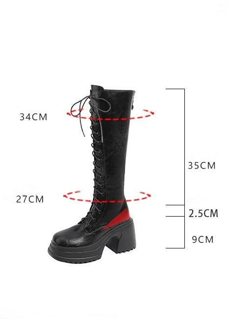 Lace-up platform long boots / v1133
