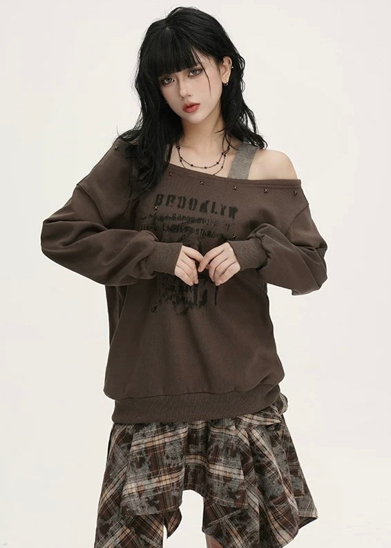 Vintage Print Loose Sweat / LG1380