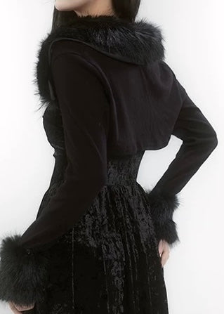 [Same day delivery] gothic cross dress &amp; short fur jacket / LG1185 