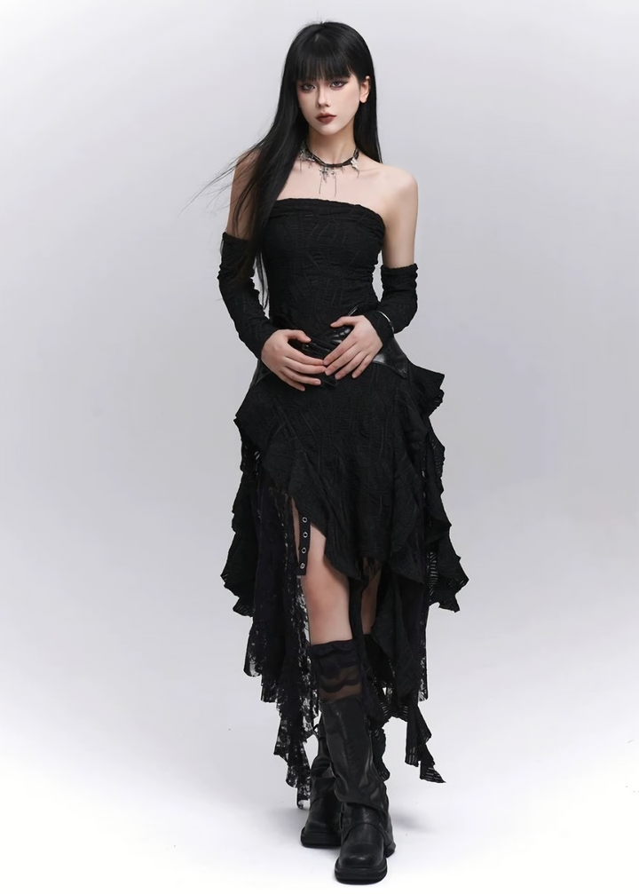 Asymmetrical Lace Gothic Dress / lg1277_e4r