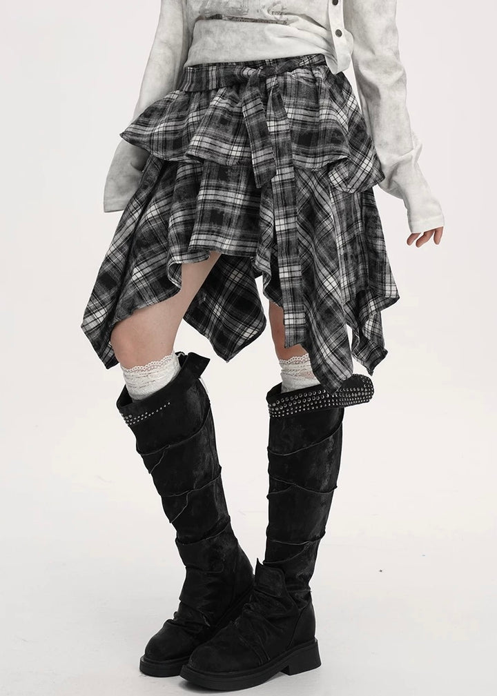 Asymmetry Check Flare Skirt / LG1381