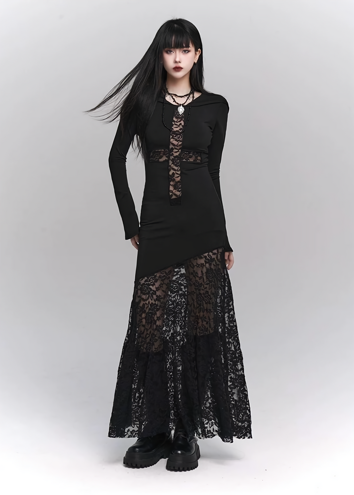 hooded long dress / LG1141 