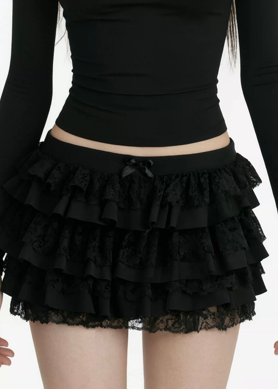 LACE FRILL LAYERED MINI SKIRT / LG1584