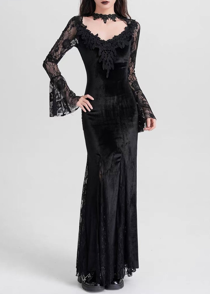 black velvet long dress / LG1177
