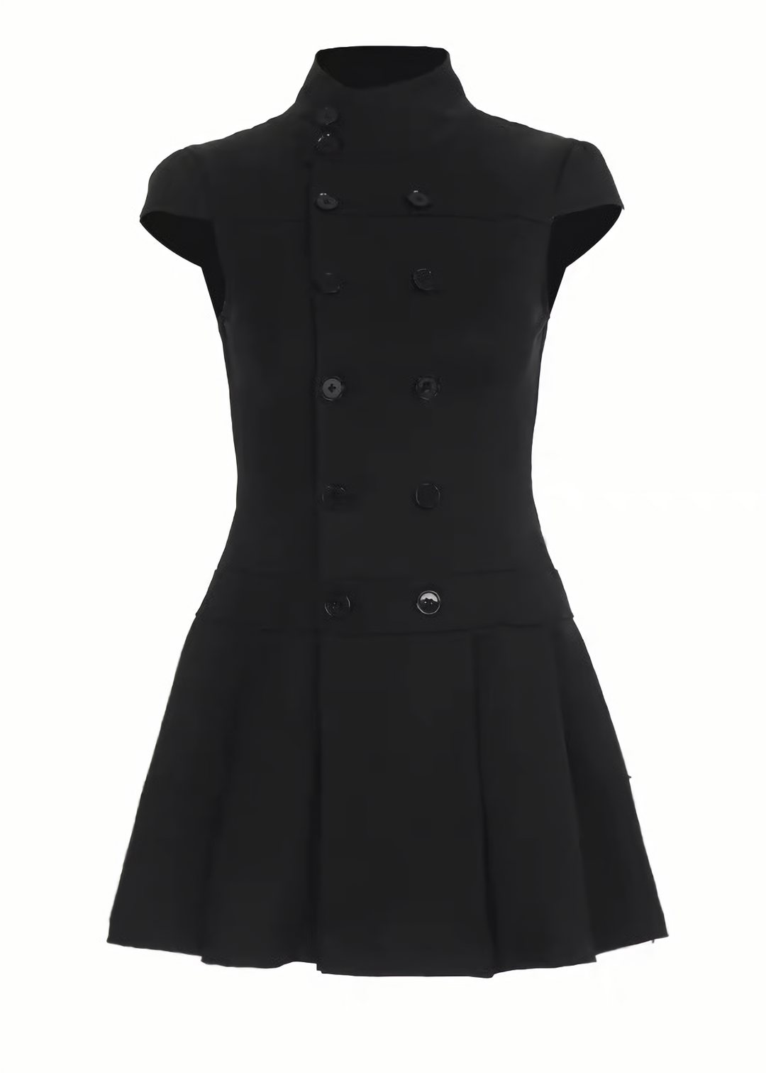DARK DOUBLE-BREASTED PLEATED MINI DRESS / LG1694