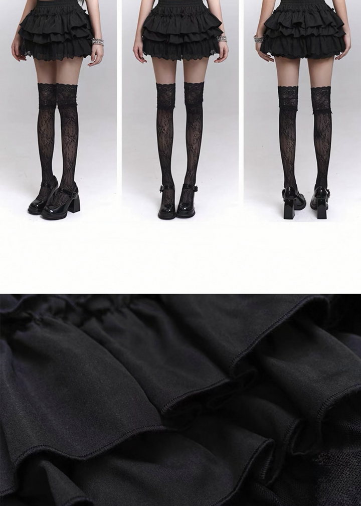 Dark ruffle lace hem skirt / LG1307_e4r