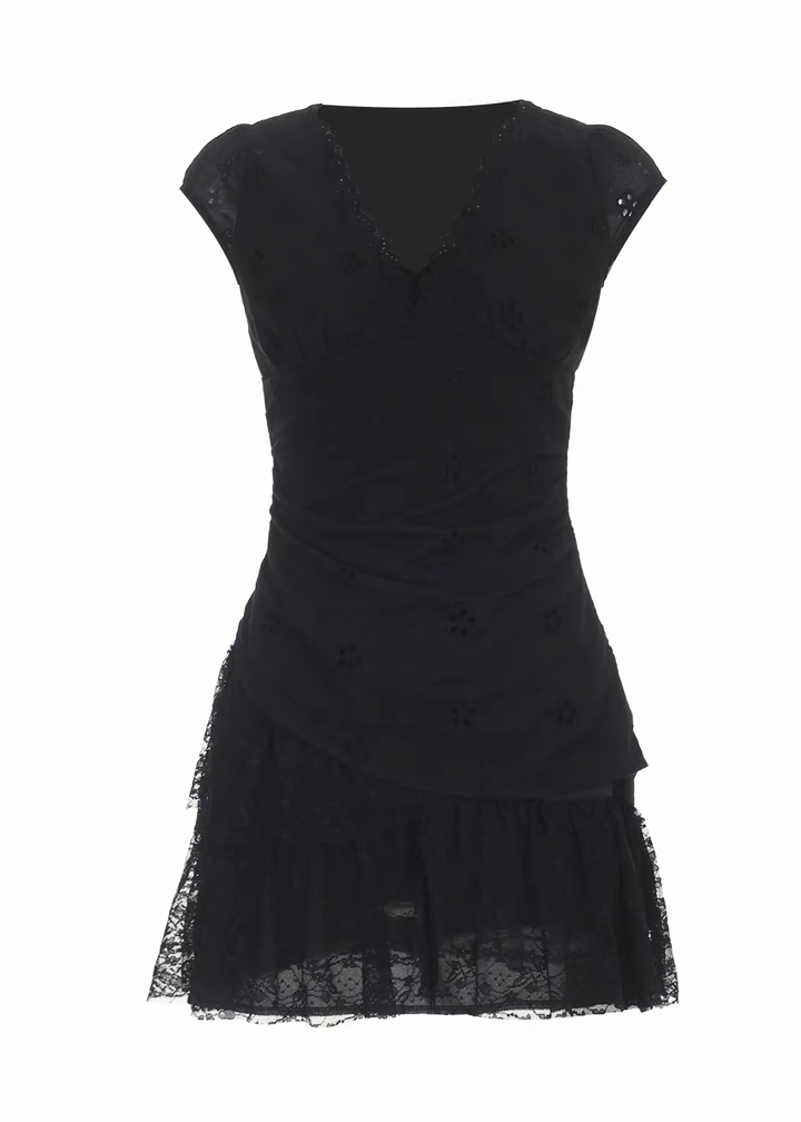 DARK LACE V-NECK MINI ONEPIECE / LG1691
