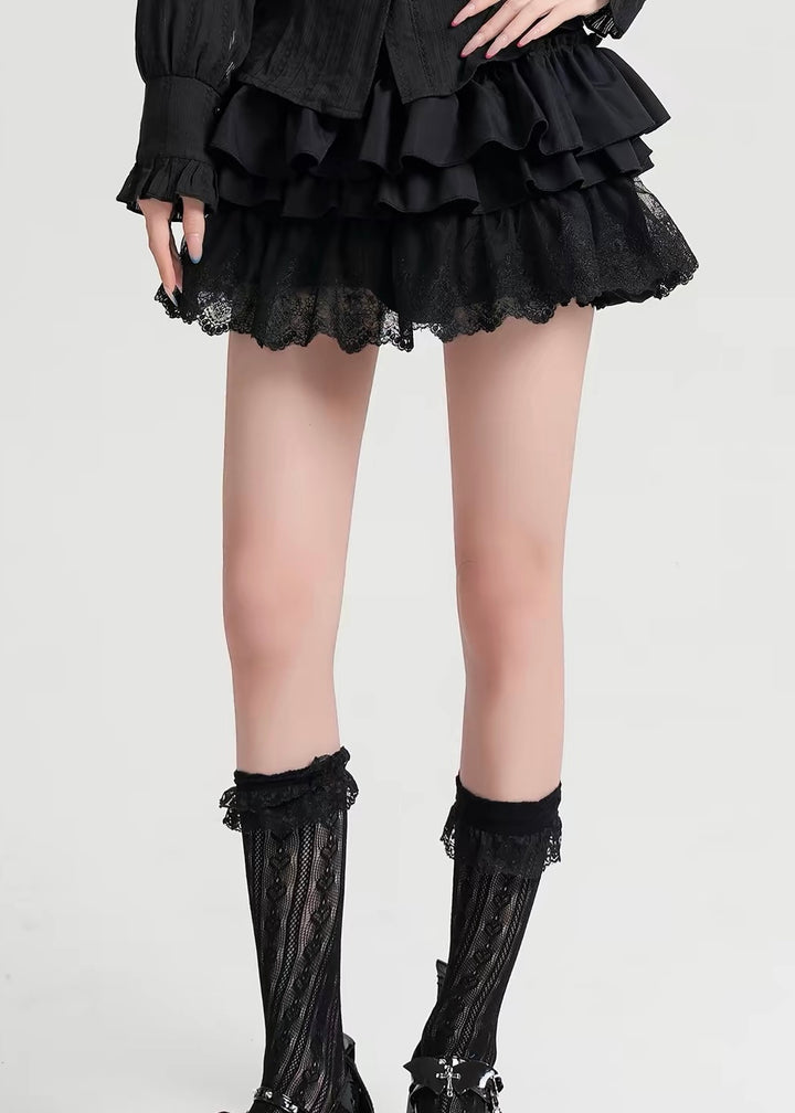 GOTHIC TIERED LACE MINI SKIRT / LG1598