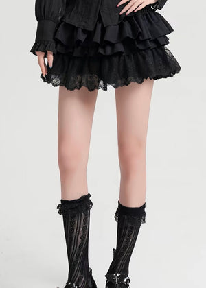 GOTHIC TIERED LACE MINI SKIRT / LG1598