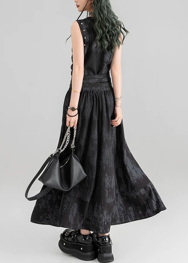 DARK MARBLE BELTED DRESS / LG1602