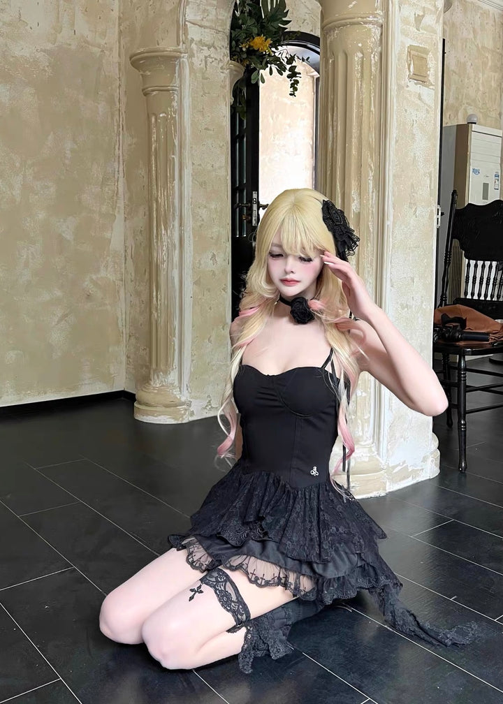 GOTHIC LACE RIBBON BUSTIER TOP / LG1677