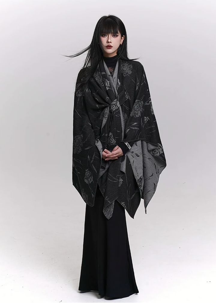 ROSE SHADOW JACQUARD SHAWL/A1140