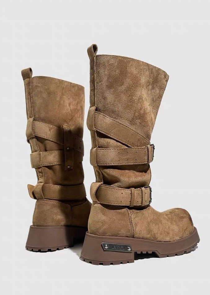 DARK Double Buckle Platform Boots / V1183