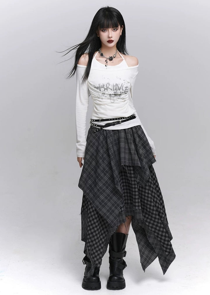 Layered Halter Neck Print Top / lg1357