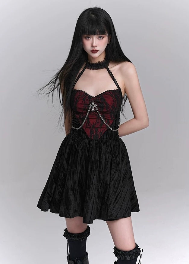 gothic frill velvet dress / LG1217