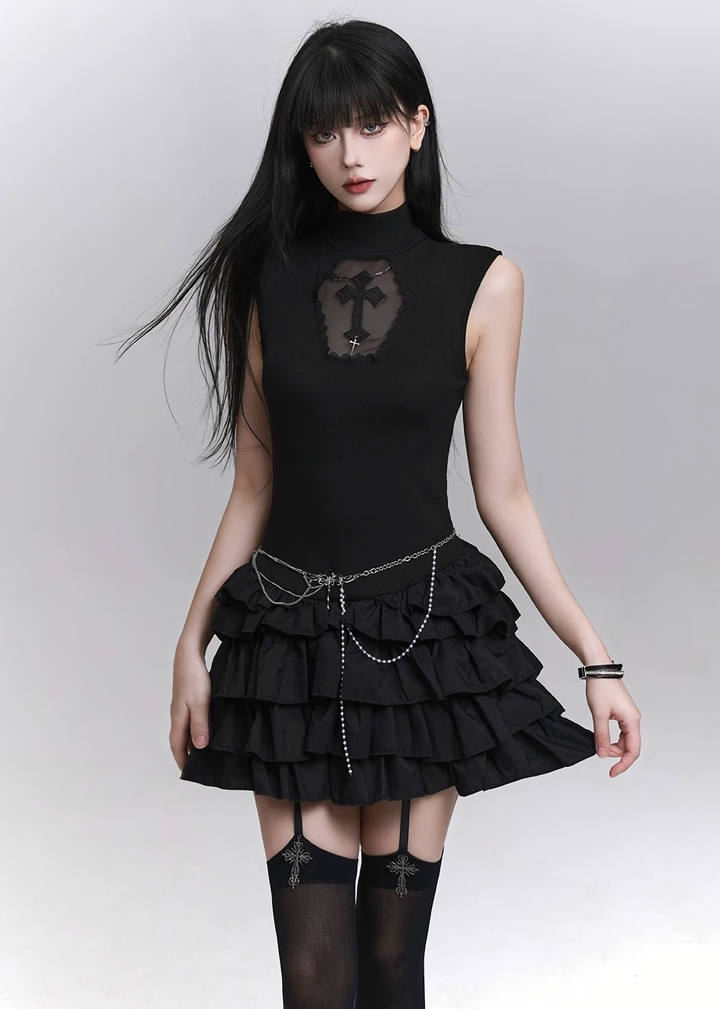 Gothic frill mini dress / LG1286