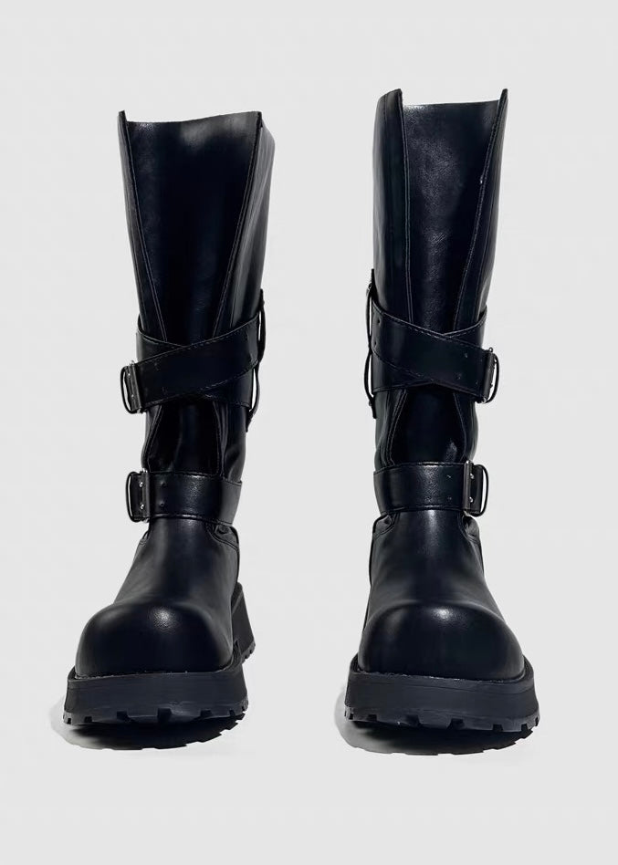 DARK Double Buckle Platform Boots / V1183