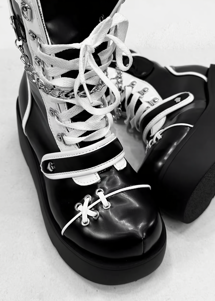 MONO BUCKLE PLATFORM BOOTS / V1190