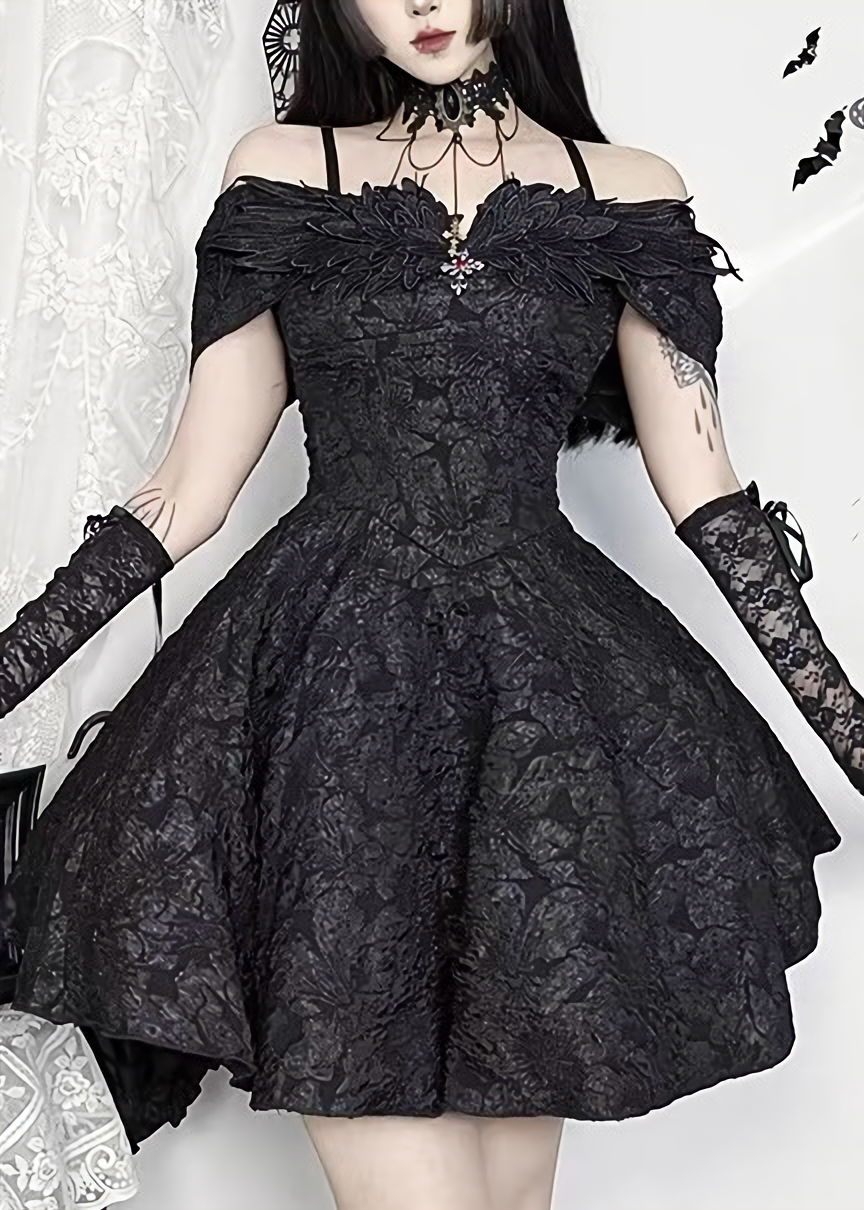 GOTHIC WING OFF-SHOULDER MINI ONEPIECE / LG1676