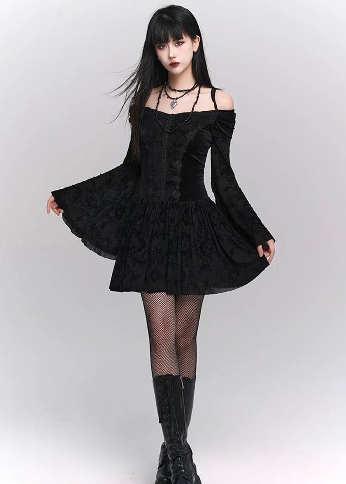 【당일 배송】black one shoulder strap dress / LG1173 