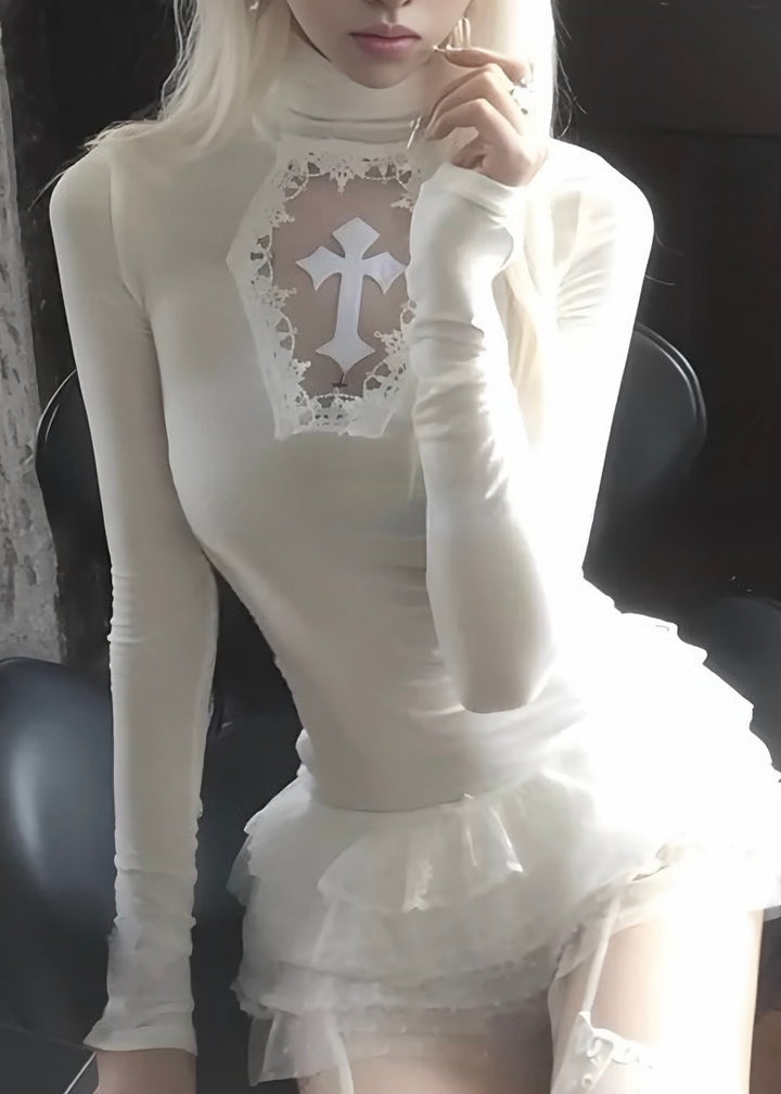 cross turtleneck slim fit &amp;amp; cross gothic ballet skirt / LG1187