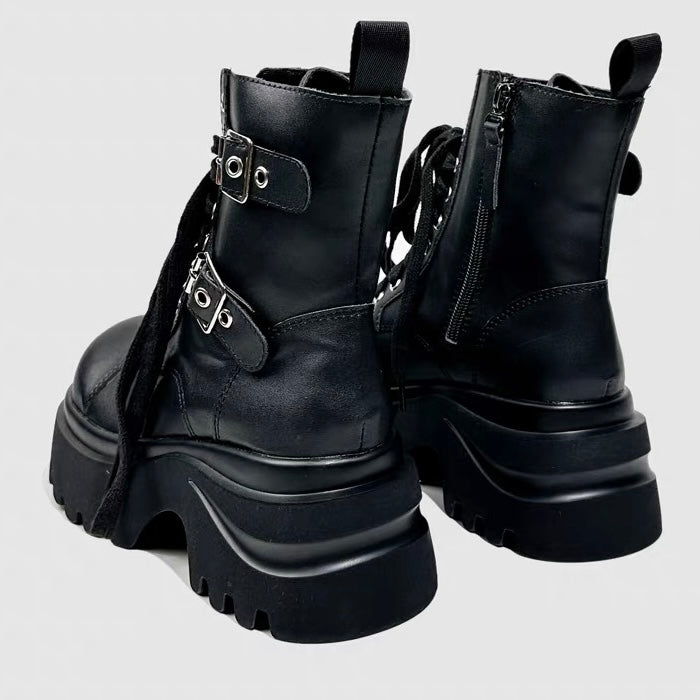 DARK Double Buckle Platform Boots / V1182