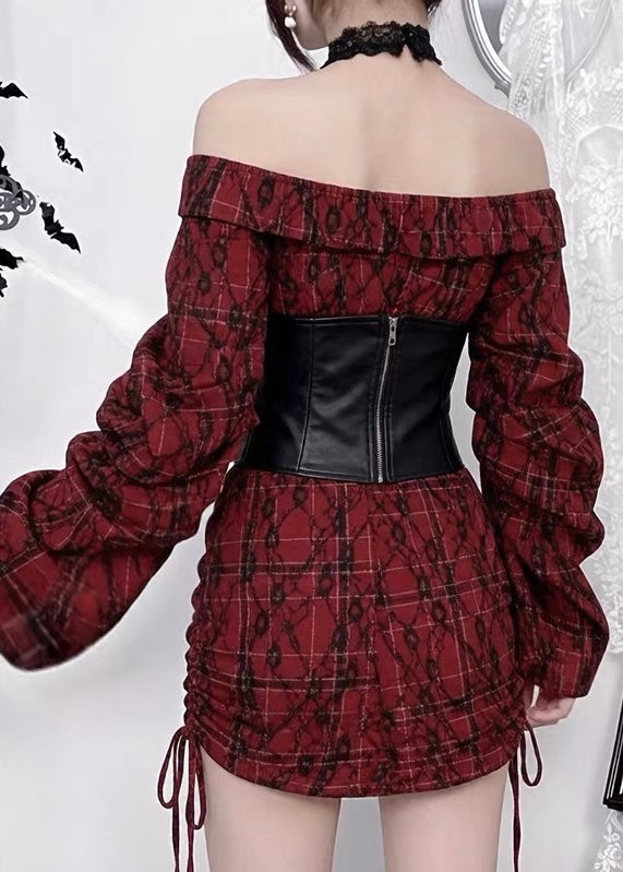 GOTHIC CHECK LACE CORSET DRESS / LG1662