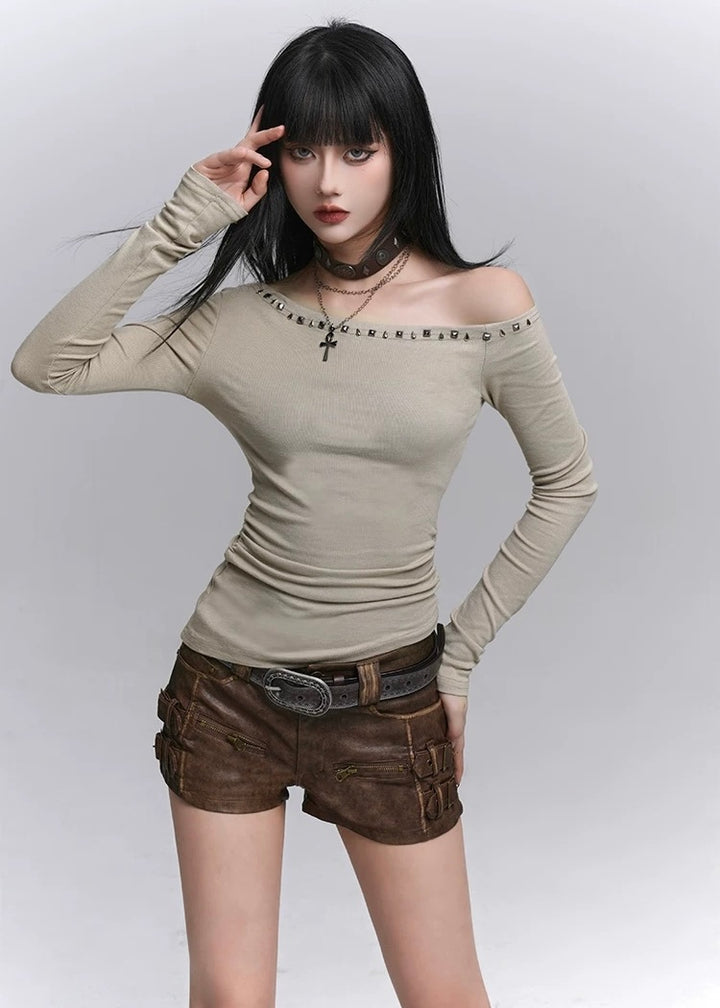 Nocturne Studded Off-Shoulder Top / lg1344 