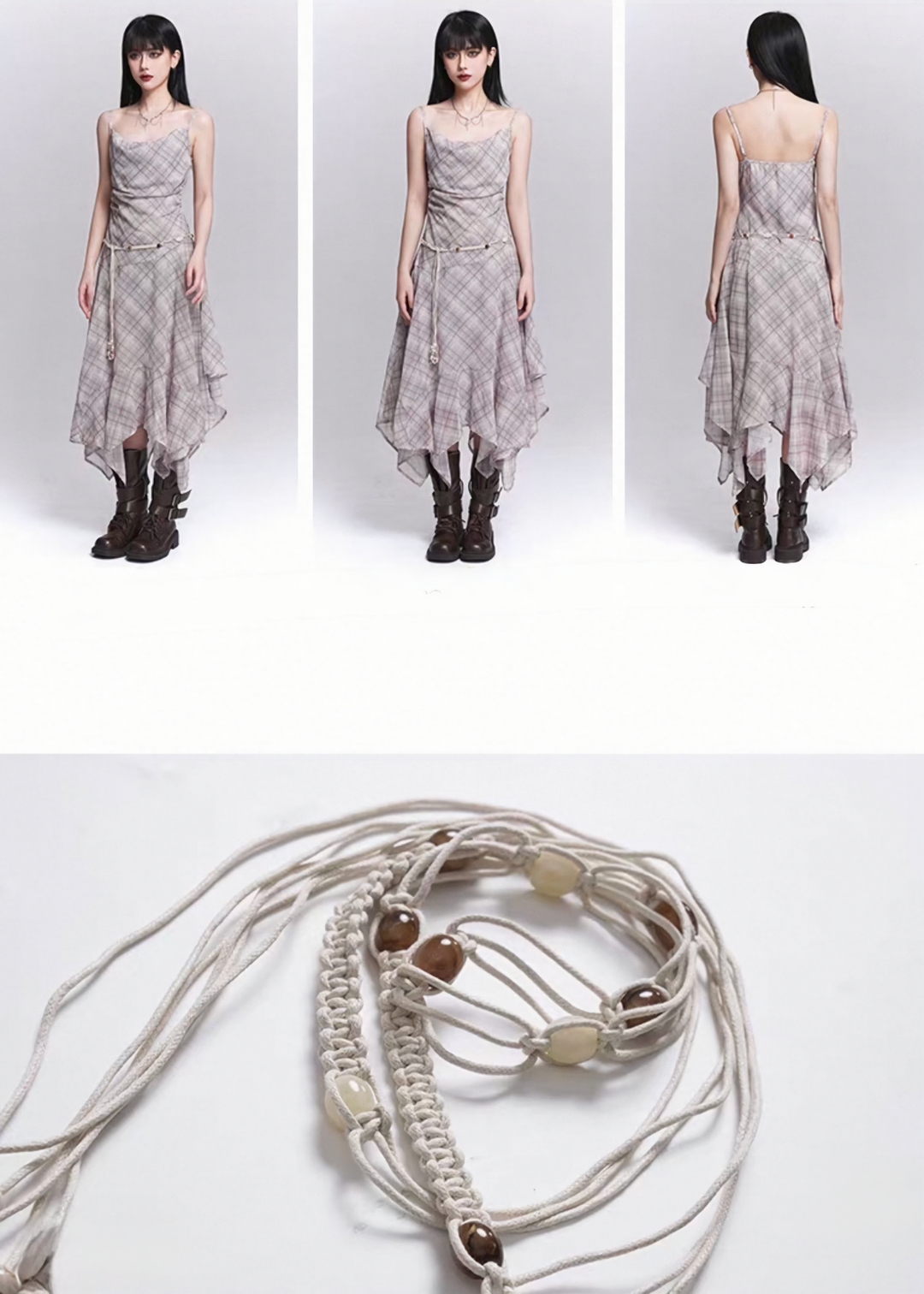 PLAID DRAPE IRREGULAR DRESS / LG1545