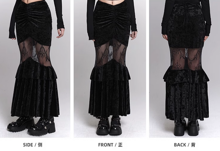 velvet fishtail skirt/lg1120