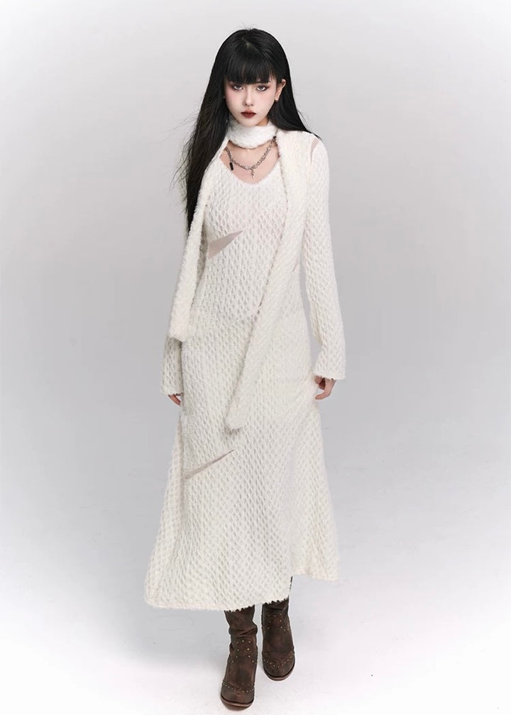 lace knit long dress / LG1183