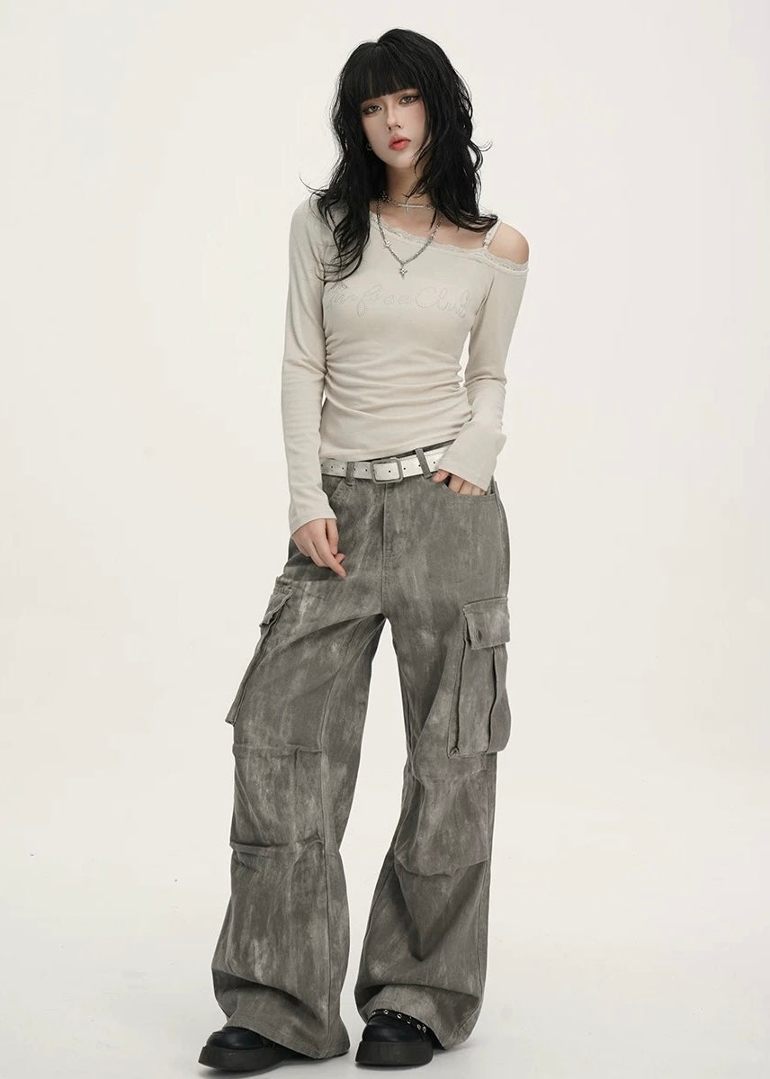 Asymmetry Off Shoulder Logo Top / LG1385