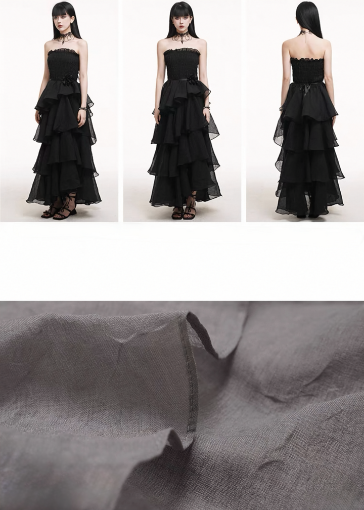 Shirred tiered dress / lg1255_e4r