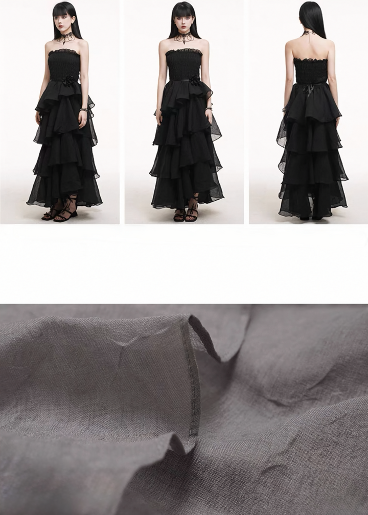 Shirred tiered dress / lg1255