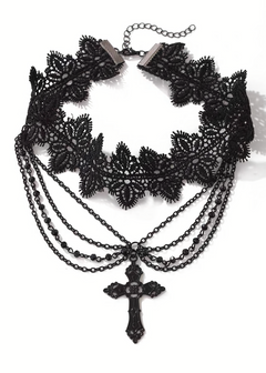 DARK CROSS LACE CHOKER / A1131